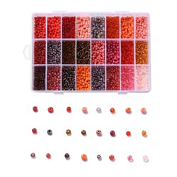 Couleur Mélangete 288g 24 couleurs perles de rocaille en verre, ronde, couleur mixte, 6/0, 4~5x2.5~4.5mm, Trou: 1.2~1.5mm, 12 g / couleur