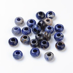 Azul Royal Sodalita Beads Europea, sin núcleo, cuentas de piedras preciosas rondelle, azul real, 12x8 mm