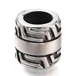 Antique Silver 304 Stainless Steel European Beads, Large Hole Beads, Column, Antique Silver, 10x10mm, Hole: 6mm