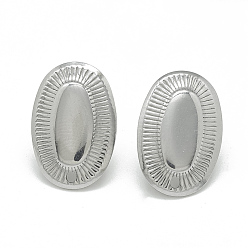 Stainless Steel Color 304 Stainless Steel Stud Earring Findings, with Loop, Oval, Stainless Steel Color, 19x12.5mm, Hole: 1.4mm, Pin: 0.8mm