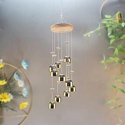 Champagne Yellow Alloy Bell Wind Chimes, with Wood Board, Hanging Ornaments, Champagne Yellow, 480mm