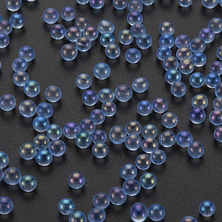 Cornflower Blue DIY 3D Nail Art Decoration Mini Glass Beads, Tiny Caviar Nail Beads, AB Color Plated, Round, Cornflower Blue, 3.5mm, about 450g/bag