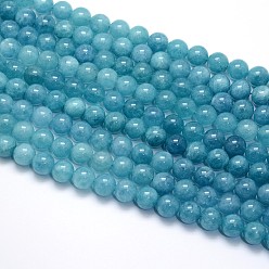 Autres Quartzs Brins de perles de quartz bleu naturel, teint, ronde, 6mm, Trou: 1mm, Environ 65 pcs/chapelet, 15.5 pouce