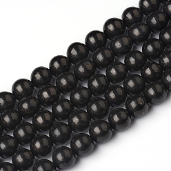 Shungite Brins de perles de shungite naturelle, ronde, 4mm, Trou: 0.8mm, Environ 98 pcs/chapelet, 15.55 pouce (39.5 cm)