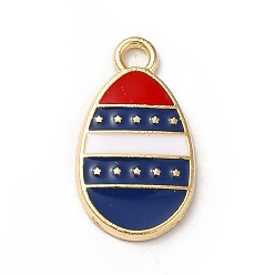 Colorful American Flag Style Alloy Enamel Pendants, Cadmium Free & Nickel Free & Lead Free, Golden, Egg Charms, Colorful, 18x10x1.5mm, Hole: 1.8mm