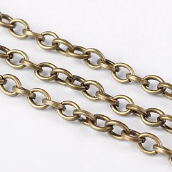 Antique Bronze Iron Cable Chains, Unwelded, with Spool, Lead Free & Nickel Free, Antique Bronze, 5x4x1mm, about 164.04 Feet(50m)/roll