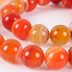 Оранжево-Красный Природных драгоценных камней агата круглый шарик нити, окрашенные, оранжево-красный, 10 мм, отверстие : 1 мм, около 38 шт / нитка, 14.96 дюйм
