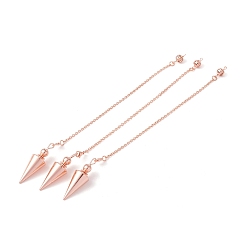 Rose Gold Rack Plating Brass Cable Chain Cone Dowsing Pendulums, with Alloy Lobster Claw Clasps and Iron Round Beads, Cadmium Free & Lead Free, Rose Gold, 245mm, Hole: 2mm