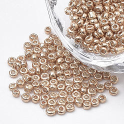 Verge D'or Foncé Perles de rocaille en verre, Coloris, ronde, verge d'or noir, taille: environ 4mm de diamètre, Trou: 1.5 mm