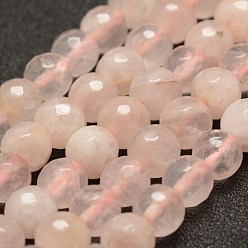 Rose Quartz Faceted Natural Rose Quartz Beads Strands, Round, 8mm, Hole: 1mm, about 47pcs/strand, 14 inch(35.6cm)