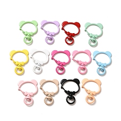 Mixed Color Spray Painted Alloy Swivel Clasps, Bear Head, Mixed Color, 36x26.5x5.5mm