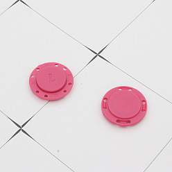 Hot Pink Nylon Magnetic Buttons Snap Magnet Fastener, Flat Round, for Cloth & Purse Makings, Hot Pink, 2.1cm, 2pcs/set