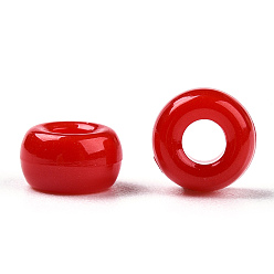 Red Opaque Acrylic Beads, Rondelle, Red, 7x4mm, Hole: 3mm, about 4545pcs/500g