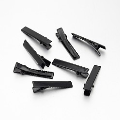 Black Spray Painted Iron Alligator Hair Clip Findings, Black, 76x8x13mm