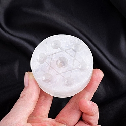 Хрусталь Пластина из семи звезд из кристалла кварца из натурального кварца, украшение дисплея камнями энергии Рейки, для лечебной медитации, плоско-круглые, 55~60 мм