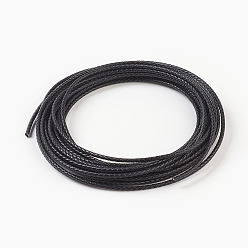 Черный Плетеный кожаный шнур, кожаный шнур ювелирных изделий, ювелирные изделия DIY делает материал, окрашенные, круглые, чёрные, 4 мм, около 10.93 ярдов (10 м) / пачка