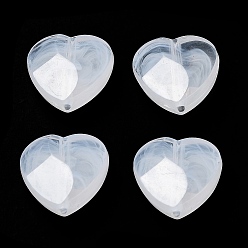 Blanc Perles d'imitation de coquillage acrylique transparent, cœur, blanc, 17x17x7mm, Trou: 1.6mm, environ413 pcs / 500 g