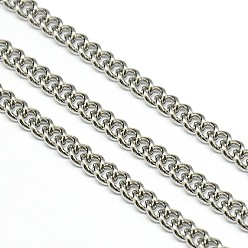 Stainless Steel Color 304 Stainless Steel Curb Chains, Unwelded, Stainless Steel Color, 4x3x2mm