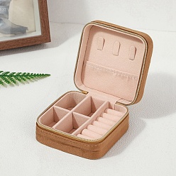 Peru Square Velvet Jewelry Set Storage Zipper Box, for Necklace Ring Earring Storage, Peru, 10x10x5cm
