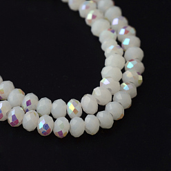 Blanc Fumé Brins de perles rondelles en verre de couleur solide, demi couleur ab plaqué, facette, fumée blanche, 3x2mm, Trou: 0.5mm, Environ 150 pcs/chapelet, 15.5 pouce