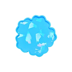 Bleu Ciel Foncé Moules de dessous de verre de fleurs, moules en silicone, moules de dessous de verre en résine, pour la résine UV, fabrication artisanale de résine époxy, bleu profond du ciel, 120x120mm
