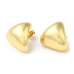 Real 18K Gold Plated Rack Plating Brass Twist Triangle Stud Earrings, Real 18K Gold Plated, 18x19mm