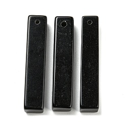 Obsidian Natural Obsidian Pendants, Rectangle Charms, 38~41x7.5~8x7.5~8mm, Hole: 1.5mm