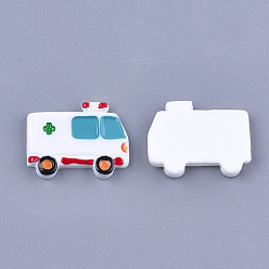 Blanco Cabuchones de resina, ambulancia, blanco, 22.5x29x4.5 mm