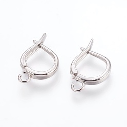 Platinum Brass Hoop Earring Findings with Latch Back Closure, Platinum, 19x12x2.5mm, Hole: 1.2mm, Pin: 1mm