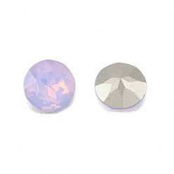 Violet K9 Glass Rhinestone Cabochons, Pointed Back & Back Plated, Faceted, Flat Round, Violet, 10x5.5mm