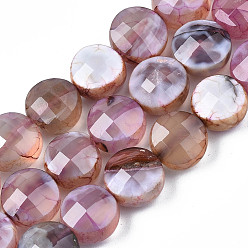 Fire Crackle Agate Natural Fire Crackle Agate Beads Strands, Faceted, Flat Round, Plum, 9.5~10.5x10x6.5mm, Hole: 1mm, about 38pcs/strand, 14.96 inch~15.28 inch(38cm~38.8cm)