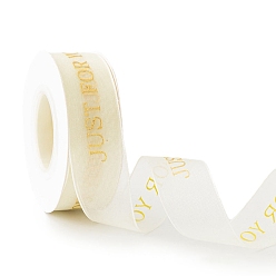 Word 10 Yards Gold Stamping Just for You Chiffon Ribbons, Garment Accessories, Gift Packaging, Word, 1 inch(25mm)