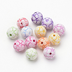 Mixed Color Craft Style Acrylic Beads, FootBall/Soccer Ball, Mixed Color, 9x8.5mm, Hole: 1mm, about 900pcs/500g