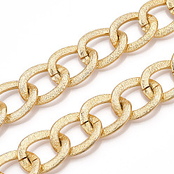 Золотой Алюминиевые текстурированные цепи для бордюров, несварные, с катушкой, золотые, 20.5x16x2 мм, около 32.81 футов (10 м) / рулон