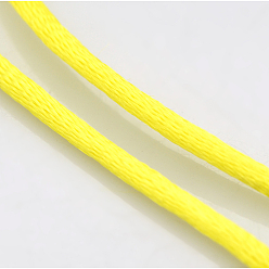 Желтый Макраме Rattail китайские шнуры узел приготовления круглый нейлон плетеный строк темы, атласный шнур, желтые, 2 мм, около 10.93 ярдов (10 м) / рулон