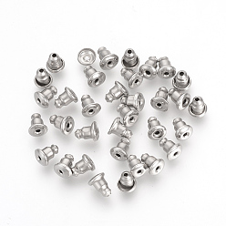 Stainless Steel Color 304 Stainless Steel Ear Nuts Findings, Stainless Steel Color, 5~6x4.5x4.5mm, Hole: 1mm, Fit For 0.6~0.7mm Pin