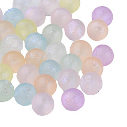 Mixed Color Transparent Acrylic Beads, Glitter Beads, Round, No Hole, Mixed Color, 6mm, about 4000pcs/500g