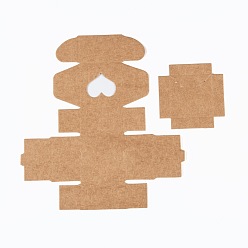 Без Узора Прямоугольная складная креативная подарочная коробка из крафт-бумаги, шкатулки, с прозрачным окном, нет шаблона, 4.3x4.3x2.7 см