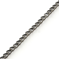 Gunmetal Unwelded Iron Curb Chains, with Spool, Gunmetal, 3.4x2.4x0.7mm, about 328.08 Feet(100m)/roll