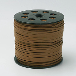 Camel Korean Faux Suede Cord, Faux Suede Lace, with PU Leather, Camel, 3x1.5mm, about 100yards/roll(300 feet/roll)