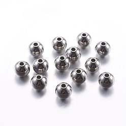 Stainless Steel Color 304 Stainless Steel Beads, Smooth, Round, Stainless Steel Color, 8x7mm, Hole: 2mm