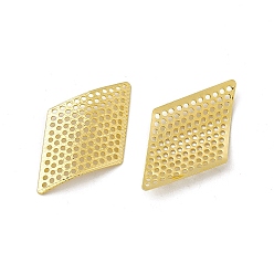 Real 24K Gold Plated Brass Filigree Joiners, Cadmium Free & Lead Free, Rhombus Connector, Long-Lasting Plated, Real 24K Gold Plated, 30.5x18x2mm, Hole: 0.8mm