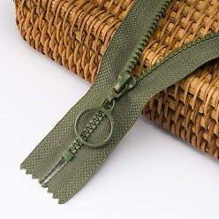 Темно-оливково-зеленый Полиэфирные молнии для аксессуаров одежды, подъемные кольца на молнии из смолы для шитья сумок, темно-оливковый зеленый, 25 см