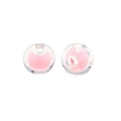 Pink Transparent Acrylic Beads, Bead in Bead, Round, Pink, 8x7.5mm, Hole: 2mm, about 1700pcs/500g