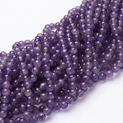 Amethyst 16 inch Amethyst Strands, Round, about 95pcs/strand, 4mm in diameter, hole: 0.8mm