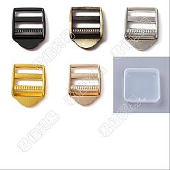 Mixed Color Olycraft 5Pcs 5 Colors Zinc Alloy Ladder Lock SliderBuckle, Adjustable Webbing Strap Release Buckles, for Backpack Strap Accessories, Mixed Color, 39.5x31x7mm, Hole: 25x5mm, 1pc/color