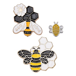 Mixed Color 3Pcs 3 Style Bee Kind Enamel Pin, Cute Insect Zinc Alloy Enamel Brooches for Backpack Clothes, Mixed Color, 15~32x14~35x2mm, Pin: 1mm, 1pc/style