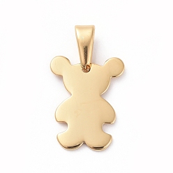 Golden 304 Stainless Steel Pendants, Stamping Blank Tag, Bear, Golden, 15x12x1mm, Hole: 6x3mm