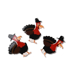 Black Thanksgiving Day Translucent Resin Big Pendants, Turkey Charms, Black, 52x36x2mm, Hole: 1mm