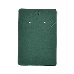 Rectangle Paper Jewelry Display Cards, for Necklaces Earrings Storage, Dark Green, Rectangle, 9x6x0.05cm, Hole: 6mm and 1.6mm